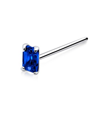 Emerald Shaped Stone Silver Straight Nose Stud NSKA-162